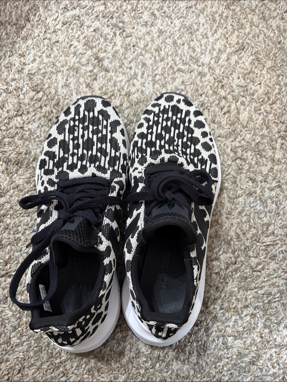 adidas Black and White Patterned Knit Sneakers